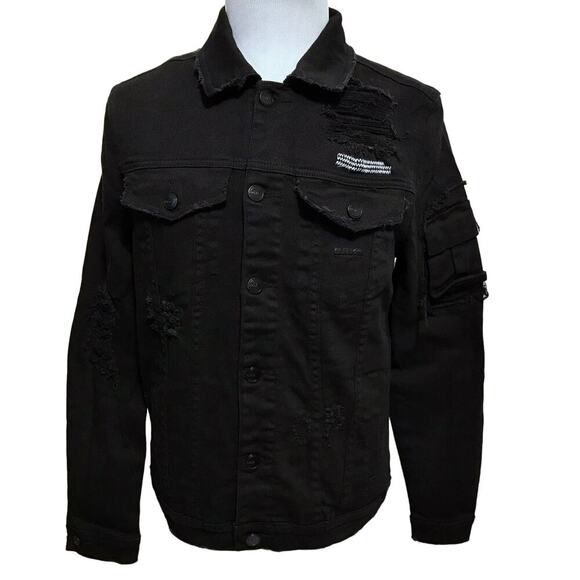 Preme NWOT Black Wash Jean Jacket Men M - Picture 1 of 16